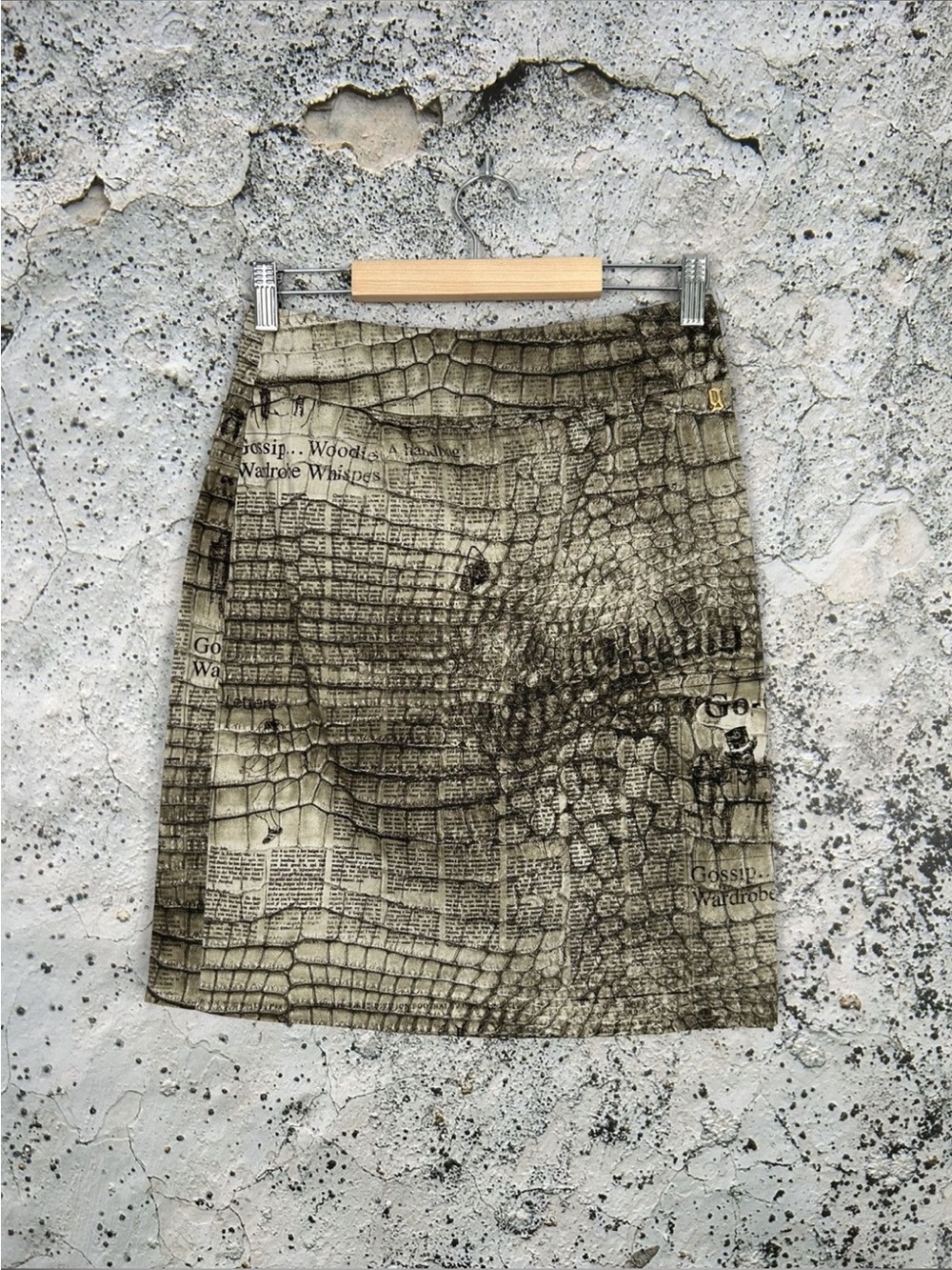 Vintage John Galliano newspaper print skirt. Size 42 Italian